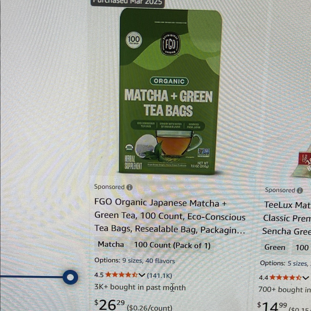 Organic Matcha + Green Tea Bags